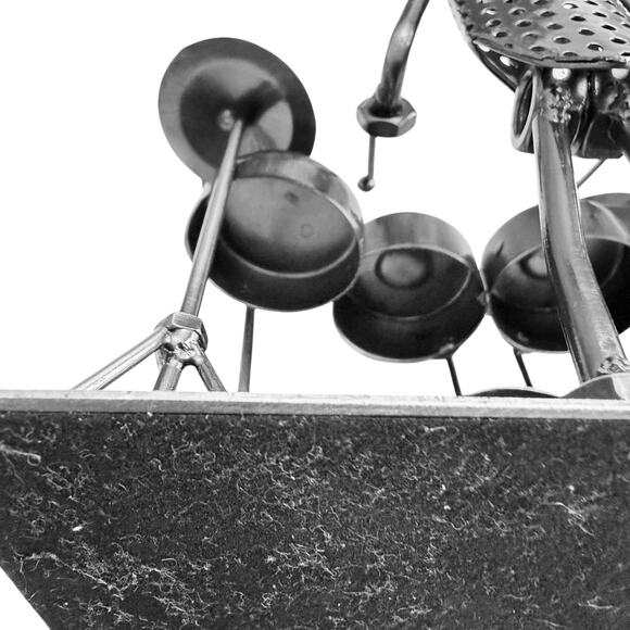 Steam Punk Drummer Musician Metal Figurine Unique Gift Drum Cymbal Bass 7" - Picture 8 of 11